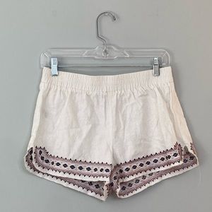 Aeropostale White Linen Boho Embroidered Shorts Size M